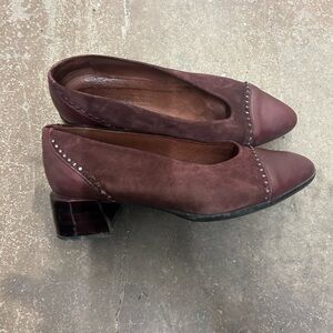 Hispanitas block heel suede Burgundy Women's Shoes